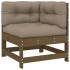 Juego muebles jardín 4 pzas y cojines madera maciza marrón