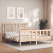 Estructura de cama de matrimonio con cabecero madera maciza