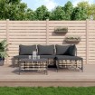 Juego de muebles de jardín 5 pzas cojines antracita ratán PE