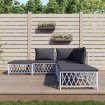 Juego de muebles de jardín 5 piezas y cojines acero blanco
