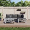 Juego de muebles de jardín 5 piezas y cojines acero blanco