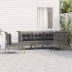 Set de muebles de jardín 5 pzas y cojines ratán sintético gris