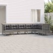 Set de muebles de jardín 8 pzas y cojines ratán sintético gris