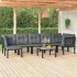 Juego de muebles de jardín 8 pzas ratán sintético negro y