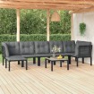 Juego de muebles de jardín 8 pzas ratán sintético negro y gris