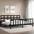 Estructura de cama con cabecero madera maciza negro 200x200