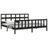 Estructura de cama con cabecero madera maciza negro 200x200