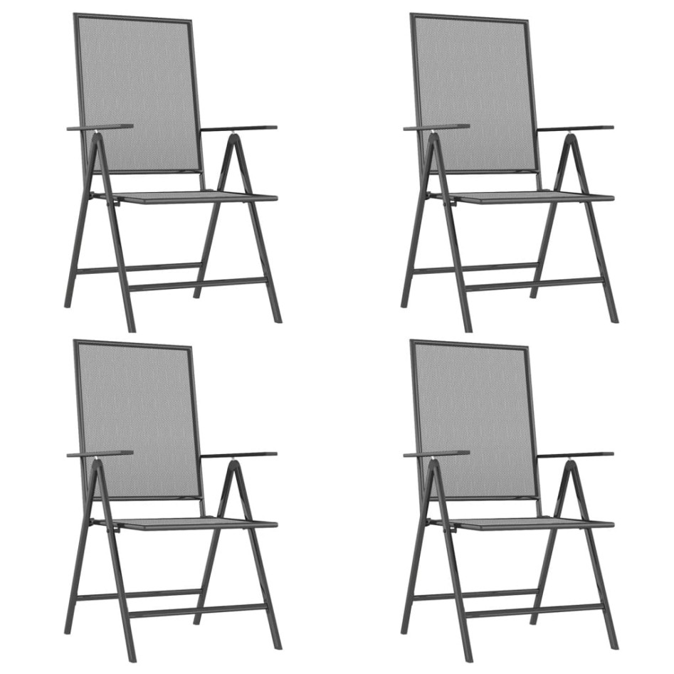 Juego de comedor de jardín 5 piezas acero gris