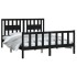 Estructura de cama con cabecero madera pino negro 160x200