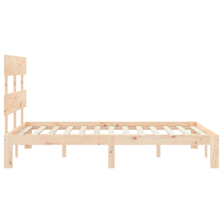 Estructura de cama con cabecero madera maciza 140x190