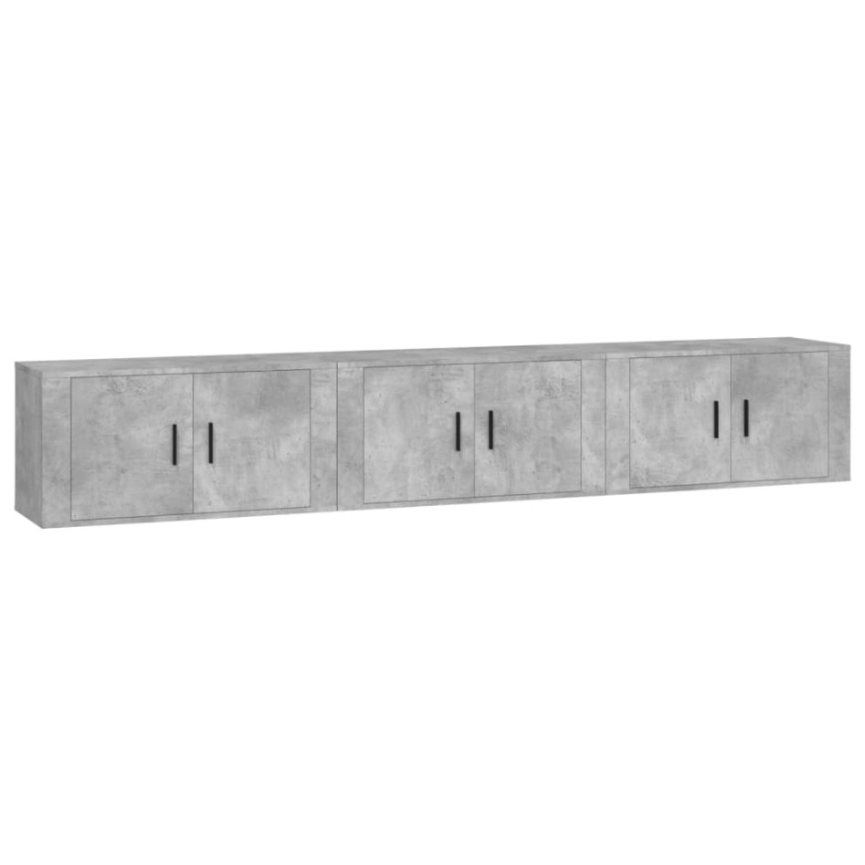 Muebles para TV de pared 3 uds gris hormigón 80x34,5x40