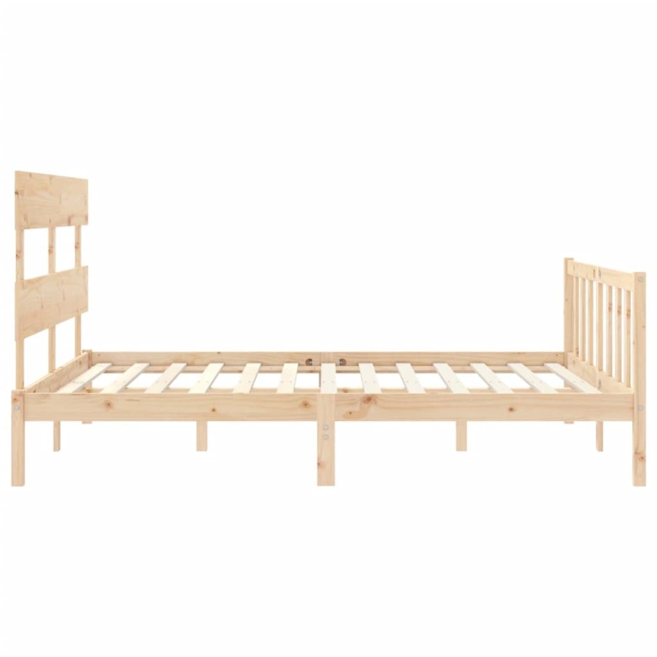 Estructura de cama con cabecero madera maciza 160x200