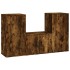Set de muebles de TV 3 pzas madera contrachapada roble