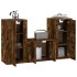 Set de muebles de TV 3 pzas madera contrachapada roble