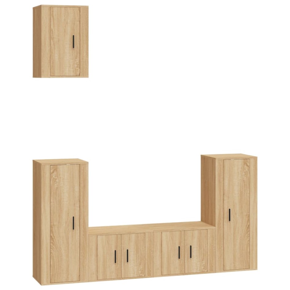 Set de muebles para TV 5 pzas madera contrachapada roble