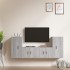 Set de muebles para TV 4 pzas madera contrachapada gris