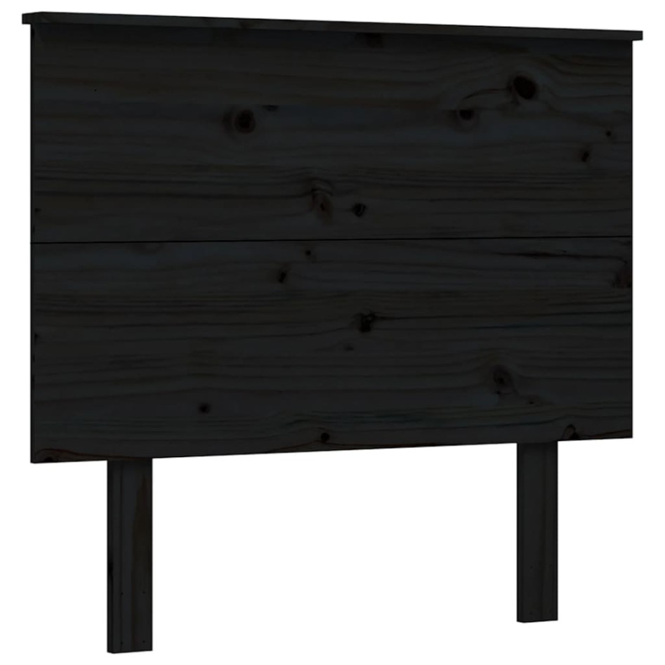 Estructura de cama con cabecero madera maciza negro 90x200