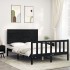 Estructura de cama con cabecero madera maciza negro 120x200