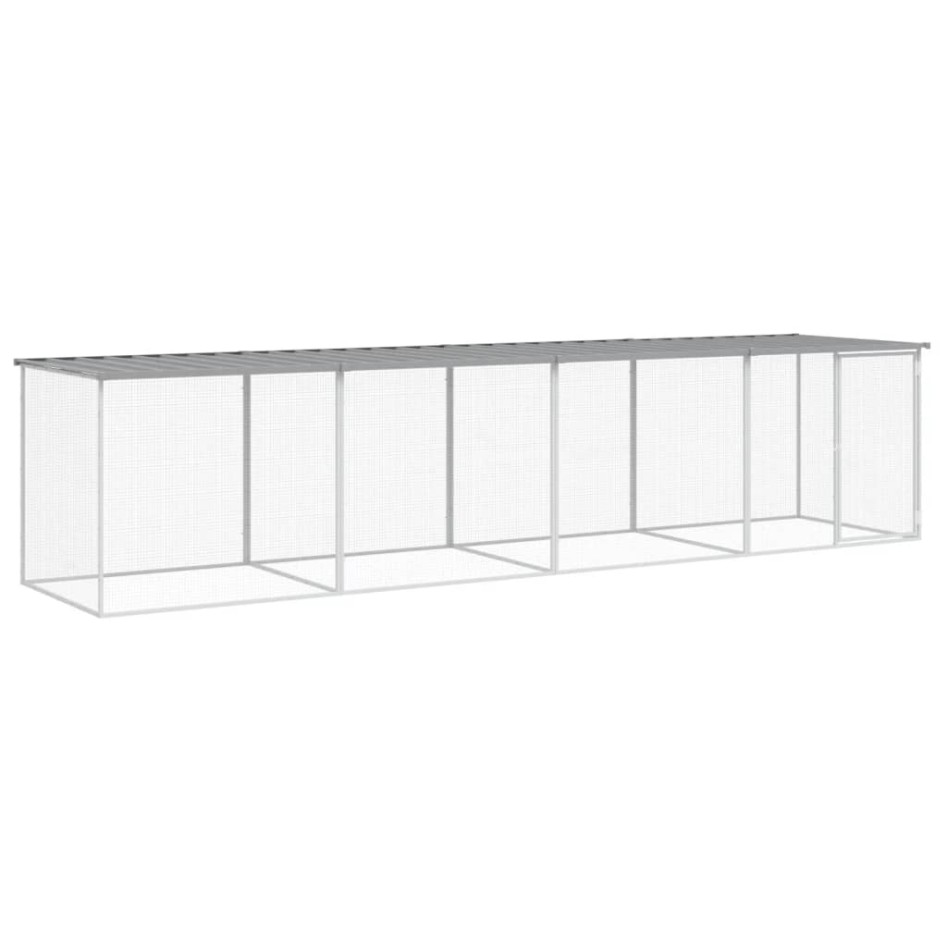 Gallinero con techo acero galvanizado gris claro 403x98x90