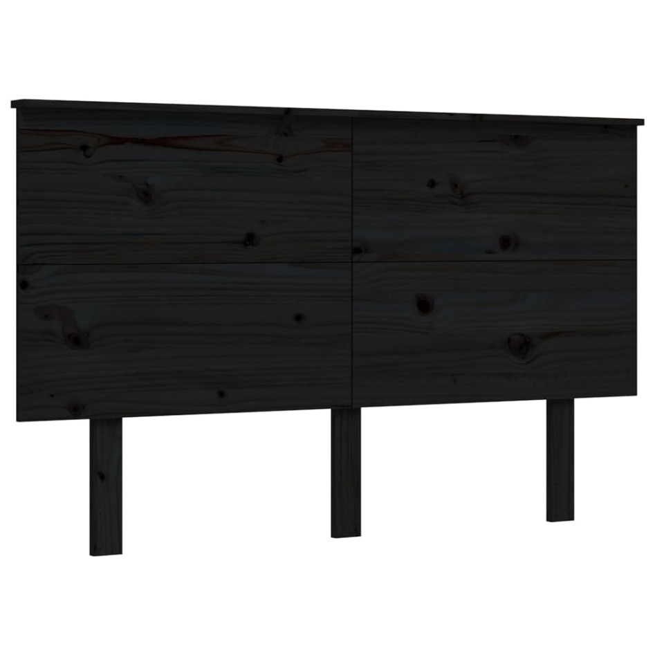 Estructura de cama con cabecero madera maciza negro 120x200