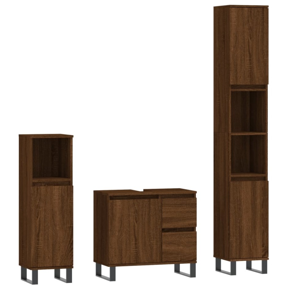 Set de muebles baño 3 pzas madera contrachapada roble