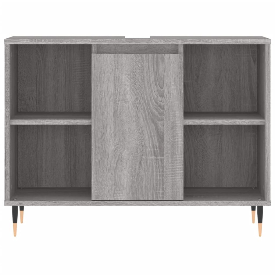 Set de muebles de baño 3 pzas madera contrachapada gris