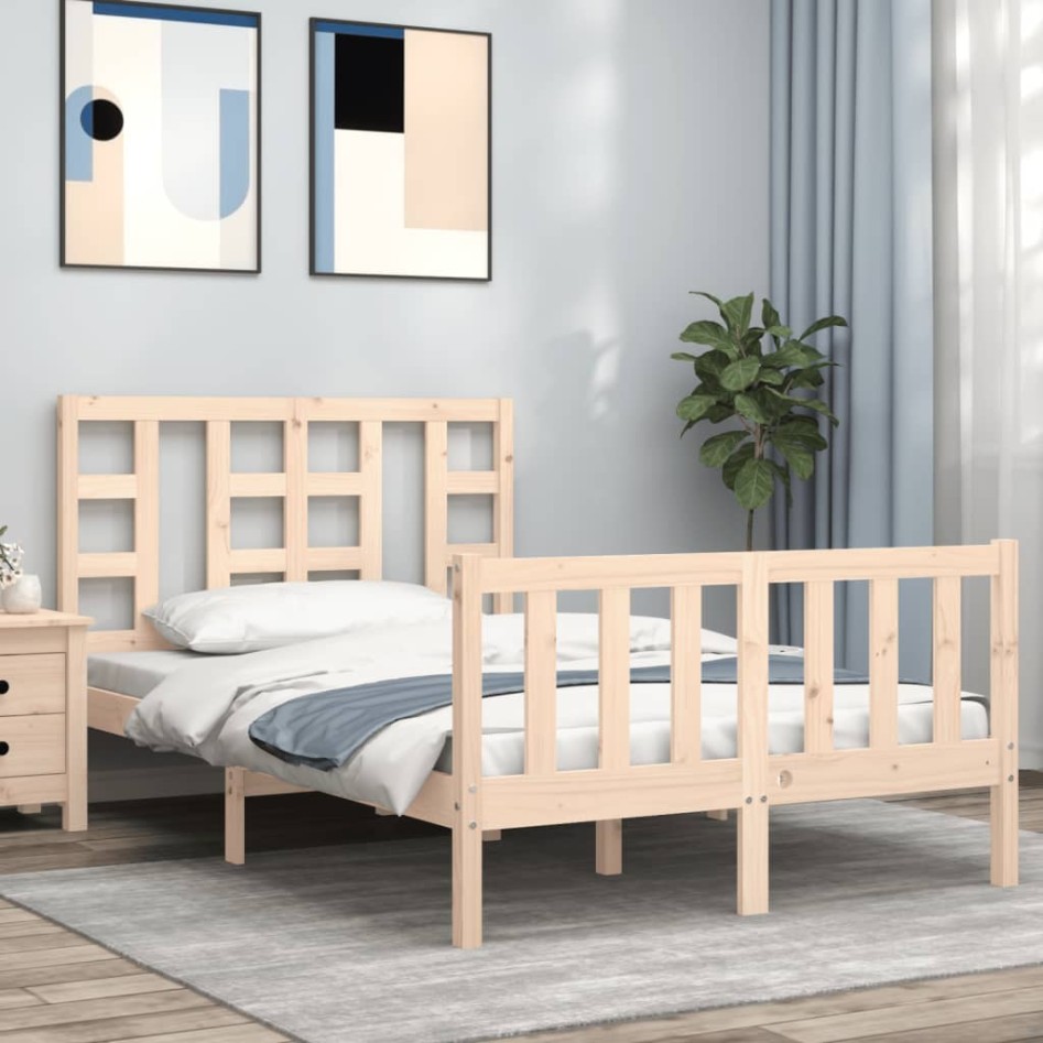 Estructura de cama de matrimonio con cabecero madera