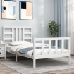 Estructura de cama con cabecero madera maciza blanco 90x200 cm