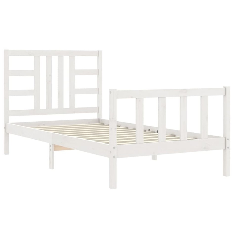 Estructura de cama con cabecero madera maciza blanco 100x200