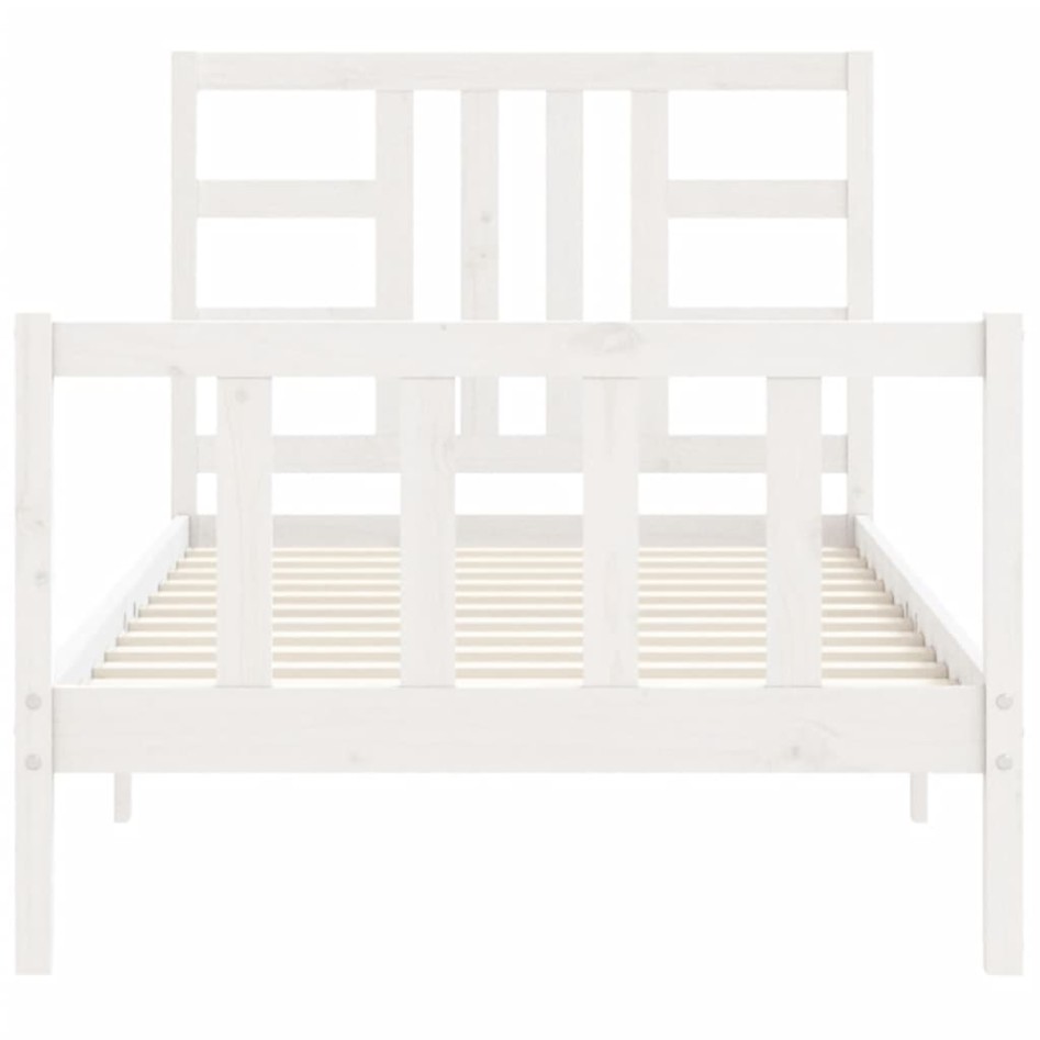 Estructura de cama con cabecero madera maciza blanco 100x200