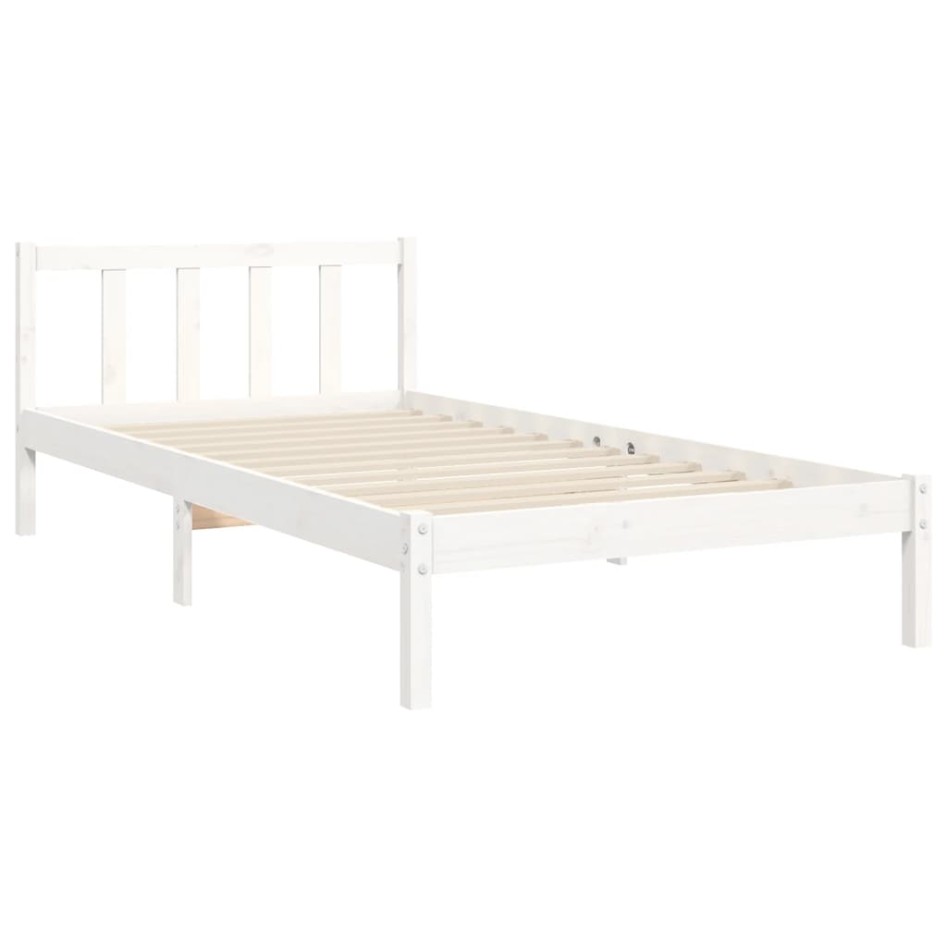 Estructura de cama con cabecero madera maciza blanco 100x200