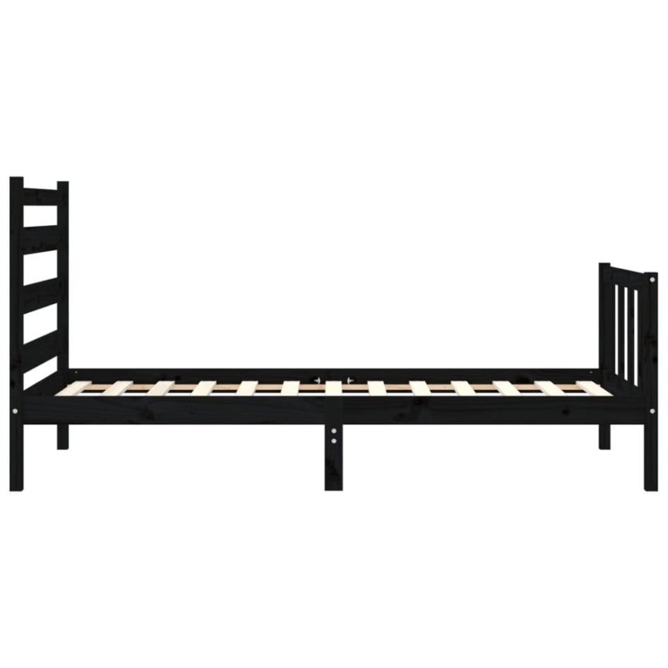 Estructura de cama con cabecero madera maciza negro 100x200