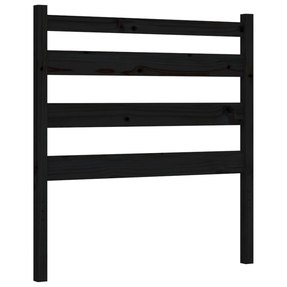 Estructura de cama con cabecero madera maciza negro 90x190