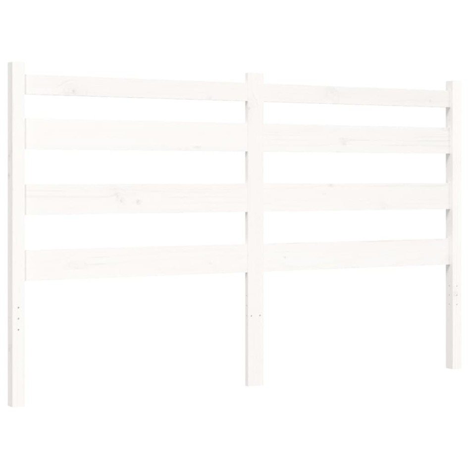 Estructura de cama con cabecero madera maciza blanco 160x200