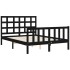 Estructura de cama con cabecero madera maciza negro 120x200