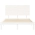 Estructura de cama con cabecero madera maciza blanco 140x200