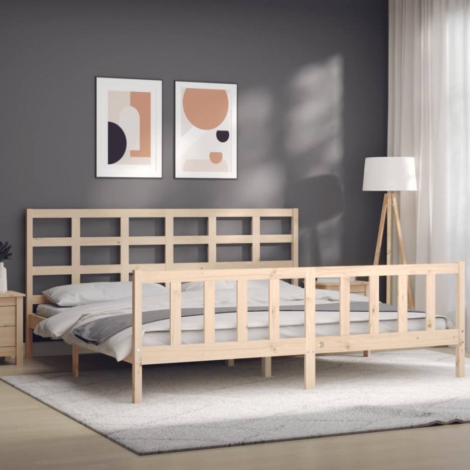 Estructura de cama con cabecero madera maciza 180x200