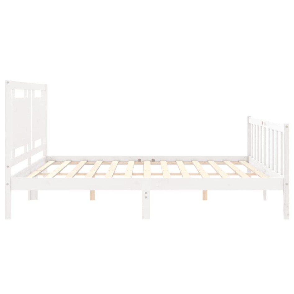 Estructura de cama con cabecero madera maciza blanco 180x200