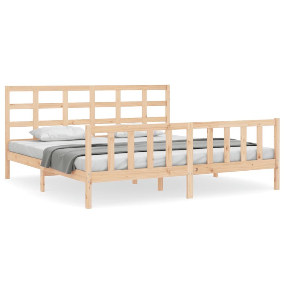 Estructura de cama con cabecero madera maciza 200x200