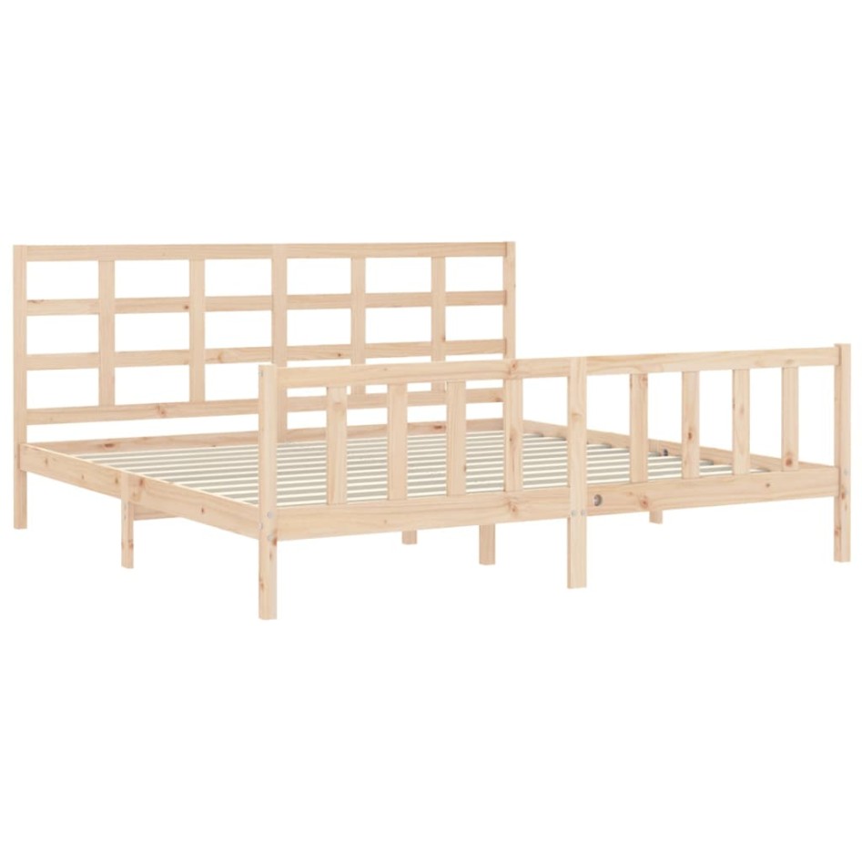 Estructura de cama con cabecero madera maciza 200x200