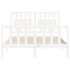 Estructura de cama con cabecero madera maciza blanco 140x190