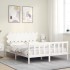 Estructura de cama con cabecero madera maciza blanco 160x200