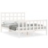 Estructura de cama con cabecero madera maciza blanco 140x200