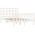 Estructura de cama con cabecero madera maciza blanco 140x200