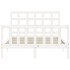 Estructura de cama con cabecero madera maciza blanco 140x200
