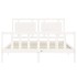 Estructura de cama con cabecero madera maciza blanco 160x200