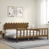 Estructura cama y cabecero madera maciza marrón miel 200x200
