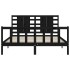 Estructura de cama con cabecero madera maciza negro 160x200