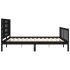 Estructura de cama con cabecero madera maciza negro 160x200