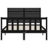 Estructura de cama con cabecero madera maciza negro 140x190